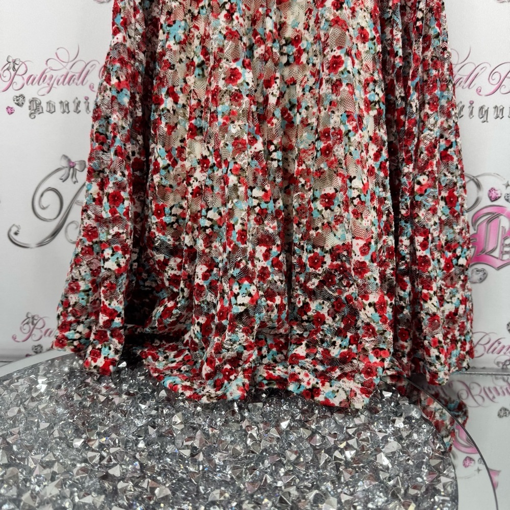 Suzy Shier dress stretchy zip up back Red and Black Floral Maxi Dress - Picture 5 of 9